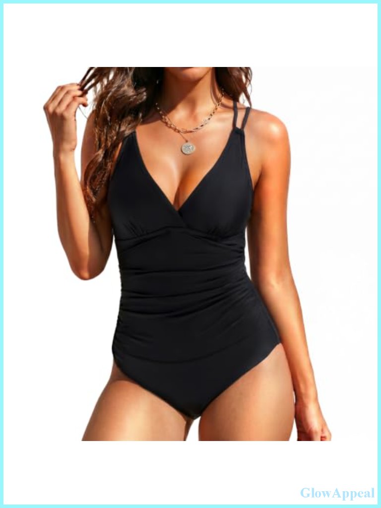 One Piece Swimsuits For Women Tummy Control Criss Cross Back Bathing Suits